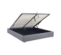 Cama matrimonio nola somier abatible lino 160x200cm gris [en.casa]