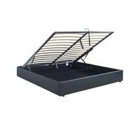 Cama matrimonio nola somier abatible polipiel 180x200cm negro [en.casa]