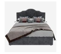 Cama moderna 140x200 cm - cabecero acolchado suave, canapé alto con pistón - gris