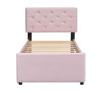 Cama Moderna, Cama nido 90x200 cm, con somier de láminas y cajón rodante, sin colchón, Rosa Aosom España