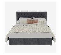 Cama moderna minimalista 160x200 - cabecero suave y cómodo, canapé alto con pistón - gris
