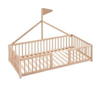 Cama Montessori 140x70. Cama Infantil Tipo Tipi Apache Wonderland para niños a Partir de los 2 años de Edad. Cama de Madera de Haya y Color Natural CoolDreams