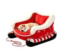 Cama navideña para perros con parte inferior antideslizante para perros | Felpa suave, lados acolchados elevados, área de descanso para dormitorio, sala de estar, oficina, cajón