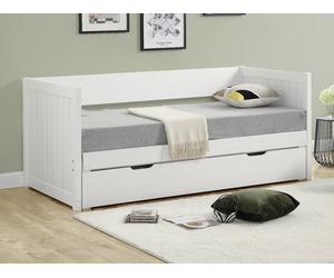 Cama nido - 90 x 190 o 174 x 190 cm - Con somier a tablas y cajón - Pino y MDF - blanco - ALFIERO II