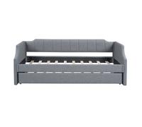 Cama nido 90x190/200cm en tejido de lino - con somier - gris