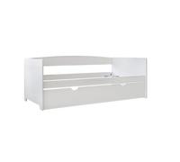 Cama Nido Juvenil Doble - 197x95x70 cm - Estructura de MDF Resistente - Somier Inferior Elevable Incluido - Compatible con Colchón 90x190 cm - Color Blanco Lacado - Vep Home