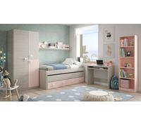 Cama nido nube blanco / rosa 65x199x96 cm (alto x largo x ancho)