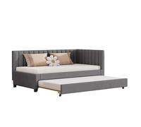 Cama nido tapizada de 90x200 cm - sofá cama juvenil de terciopelo gris
