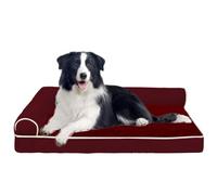 Cama ortopédica de espuma viscoelástica para perros con refuerzo en forma de L, parte inferior antideslizante lavable, espuma de caja de huevos para perros grandes