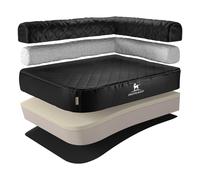 Cama ortopédica en esquina para perros Knuffelwuff Winslow de cuero sintético con grabado láser XL, 100 x 70 cm, brazo a la derecha, negra
