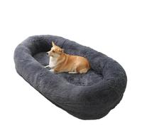 Cama ortopédica grandeza tamaño para perros y humanos - Funda de piel sintética lavable, diseño antideslizante - Uso multifuncional para mascotas y personas - Color gris oscuro 4XL 165x100x30cm