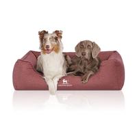 Cama ortopédica impermeable para perros Knuffelwuff Malou de terciopelo cosida a mano XL, 105 x 75 cm, roja