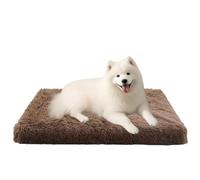 Cama ortopédica para perros, grande, lavable, suave, cálida, extraíble, antiansiedad, cojín antideslizante para cachorros, tapete mediano y grande para jaula de mascotas (120 x 80 x 10 cm, caqui)