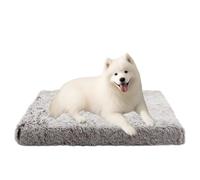 Cama ortopédica para perros, grande, lavable, suave, cálida, extraíble, antiansiedad, cojín antideslizante para cachorros, tapete mediano y grande para jaula de mascotas (50 x 40 x 5 cm, café)