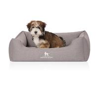 Cama ortopédica para perros Knuffelwuff Leano de terciopelo cosida a mano Gris S 70 x 50cm