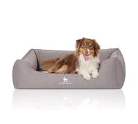 Cama ortopédica para perros Knuffelwuff Leano de terciopelo cosida a mano talla grande XXXL, 155 x 105 cm, gris