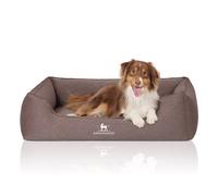 Cama ortopédica para perros Knuffelwuff Leano de terciopelo cosida a mano talla grande XXXL, 155 x 105 cm, marrón