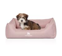 Cama ortopédica para perros Knuffelwuff Luisa Sunshine Edition de terciopelo cosida a mano con costuras finas Rosa S 70 x 50cm