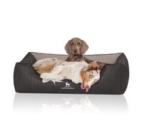 Cama ortopédica para perros Knuffelwuff Outback de cuero sintético con grabado láser XL, 105 x 75 cm, negra/gris