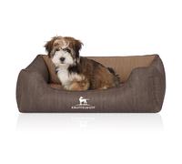 Cama ortopédica para perros Knuffelwuff Outlander de cuero sintético con grabado láser Café/Marrón