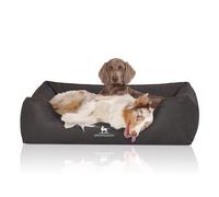 Cama ortopédica para perros Knuffelwuff Rockland de cuero sintético talla grande XXXL, 155 x 105 cm, negra