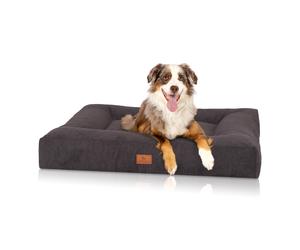 Cama ortopédica para perros Knuffelwuff Sofia de terciopelo cosida a mano, 120 x 100 cm, negra