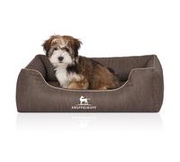 Cama ortopédica para perros Knuffelwuff Tampa de cuero sintético con grabado láser M-L, 85 x 63 cm, gris parduzco