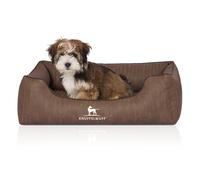 Cama ortopédica para perros Knuffelwuff Tampa de cuero sintético con grabado láser Marrón S 70 x 50cm