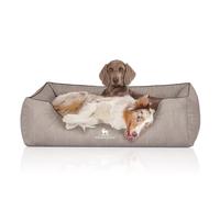 Cama ortopédica para perros Knuffelwuff Tampa de cuero sintético con grabado láser XL, 105 x 75 cm, gris