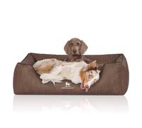 Cama ortopédica para perros Knuffelwuff Tampa de cuero sintético con grabado láser XL, 105 x 75 cm, marrón