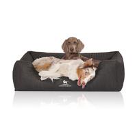 Cama ortopédica para perros Knuffelwuff Tampa de cuero sintético con grabado láser XL, 105 x 75 cm, negra