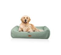 Cama ortopédica para perros Matteo de Knuffelwuff con relleno de copos de espuma viscoelástica y material de peluche acogedor M-L 80cm x 65cm Caqui