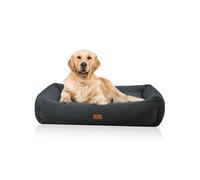 Cama ortopédica para perros Matteo de Knuffelwuff con relleno de copos de espuma viscoelástica y material de peluche acogedor M-L 80cm x 65cm Negro