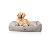 Cama ortopédica para perros Matteo de Knuffelwuff con relleno de copos de espuma viscoelástica y material de peluche acogedor XL 105cm x 85cm Gris