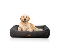 Cama ortopédica para perros Matteo de Knuffelwuff con relleno de copos de espuma viscoelástica y material de peluche acogedor M-L 80cm x 65cm Marrón