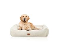 Cama ortopédica para perros Matteo de Knuffelwuff con relleno de copos de espuma viscoelástica y material de peluche acogedor XXL 120cm x 100cm Beige