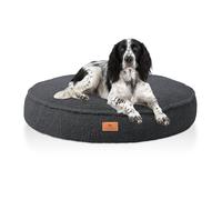 Cama ortopédica redonda para perros Tivano de Knuffelwuff con relleno de copos de espuma viscoelástica y material de peluche acogedor ø80cm Negro