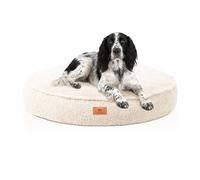 Cama ortopédica redonda para perros Tivano de Knuffelwuff con relleno de copos de espuma viscoelástica y material de peluche acogedor ø100cm Beige
