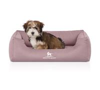 Cama ortopédica repelente al agua para perros Knuffelwuff Leon de terciopelo cosida a mano M-L, 85 x 63 cm, rosa
