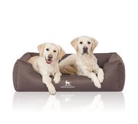 Cama ortopédica repelente al agua para perros Knuffelwuff Leon de terciopelo cosida a mano talla grande XXXL, 155 x 105 cm, pardo grisáceo