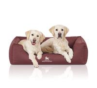 Cama ortopédica repelente al agua para perros Knuffelwuff Leon de terciopelo cosida a mano talla grande XXXL, 155 x 105 cm, roja