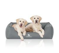 Cama ortopédica repelente al agua para perros Knuffelwuff Leon de terciopelo cosida a mano XL, 105 x 75 cm, petróleo