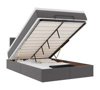 Cama otomana con colchón e iluminación, 120 x 200 cm, piel sintética, color gris