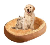 Cama Ovalada para Perros Pequeños Y Medianos, Cálida, Suave Y Cómoda, con Funda Impermeable Extraíble Y Lavable Y Base Antideslizante para Gatos,Marrón,XL