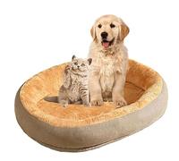 Cama Ovalada para Perros Pequeños Y Medianos, Cálida, Suave Y Cómoda, con Funda Impermeable Extraíble Y Lavable Y Base Antideslizante para Gatos,Gris,M