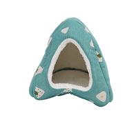 Cama para cobayas, mini cueva semiaislada para mascotas, escondite para pequeños animales como hámster, rata y chinchilla, nido cálido de felpa y lino con un lindo estampado de (Tamaño pequeño)