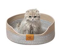Cama para gatitos de interior, cama de cuerda de algodón tejida a mano, alfombrilla de dormir cálida | Cama rascadora lavable para gatos y perros pequeños, cama de dona calmante para perros