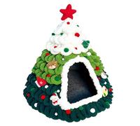 Cama para gato árbol de Navidad - Cama para gato de punto lista para usar, 60 x 50 x 50 cm, lana caliente, fieltro semicerrado | Casa para mascotas en forma de cono para otoño e invierno, pero