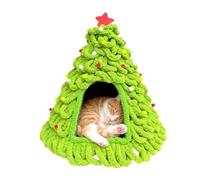 Cama para gato árbol de Navidad - Cama para gato de punto lista para usar, 60 x 50 x 50 cm, lana caliente, fieltro semicerrado | Casa para mascotas en forma de cono para otoño e invierno, pero