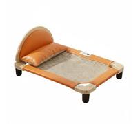 Cama para Gato Cama Elevada Sofá para Gato Cuna para Mascota Camastro para con Respaldo Redondeado Marco de Madera y, Naranja, Style to 2